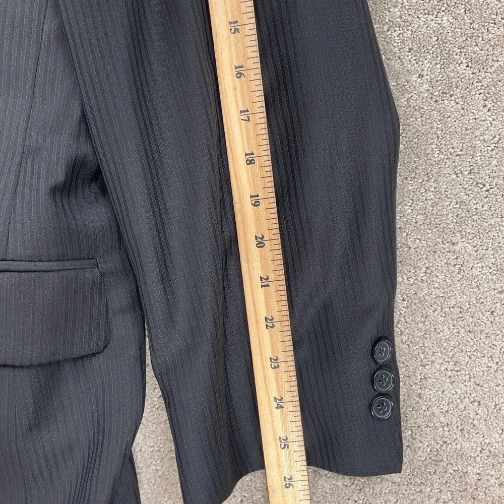 Bachrach Suit Men 46L 38W 33 Navy Blue Pinstripe Wool Career Classic Italian VTG